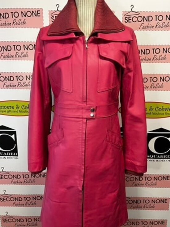 Danier Jackets & Blazers - Danier Pink Leather Longer Jacket (Size XS)